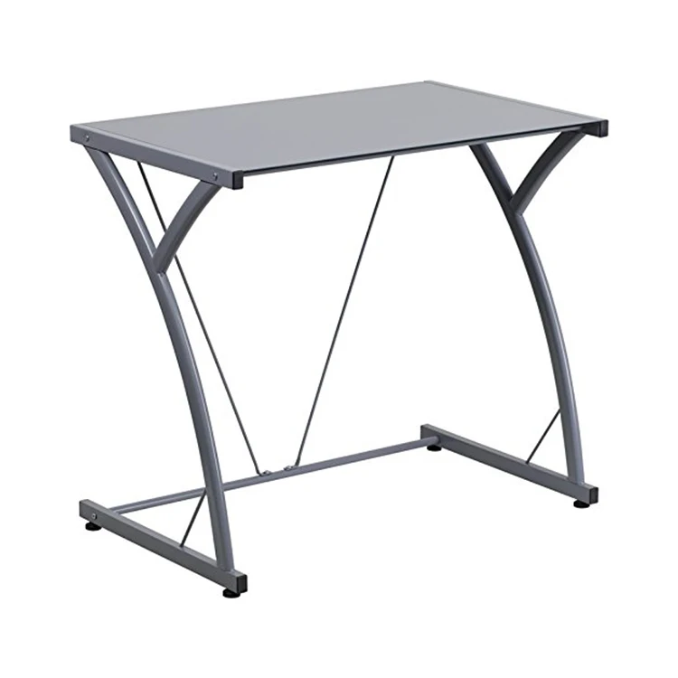 Hot Sale Fancy 3 Colors Small Size Computer Desk Top Quality Black Tempered Glass Computer Desk