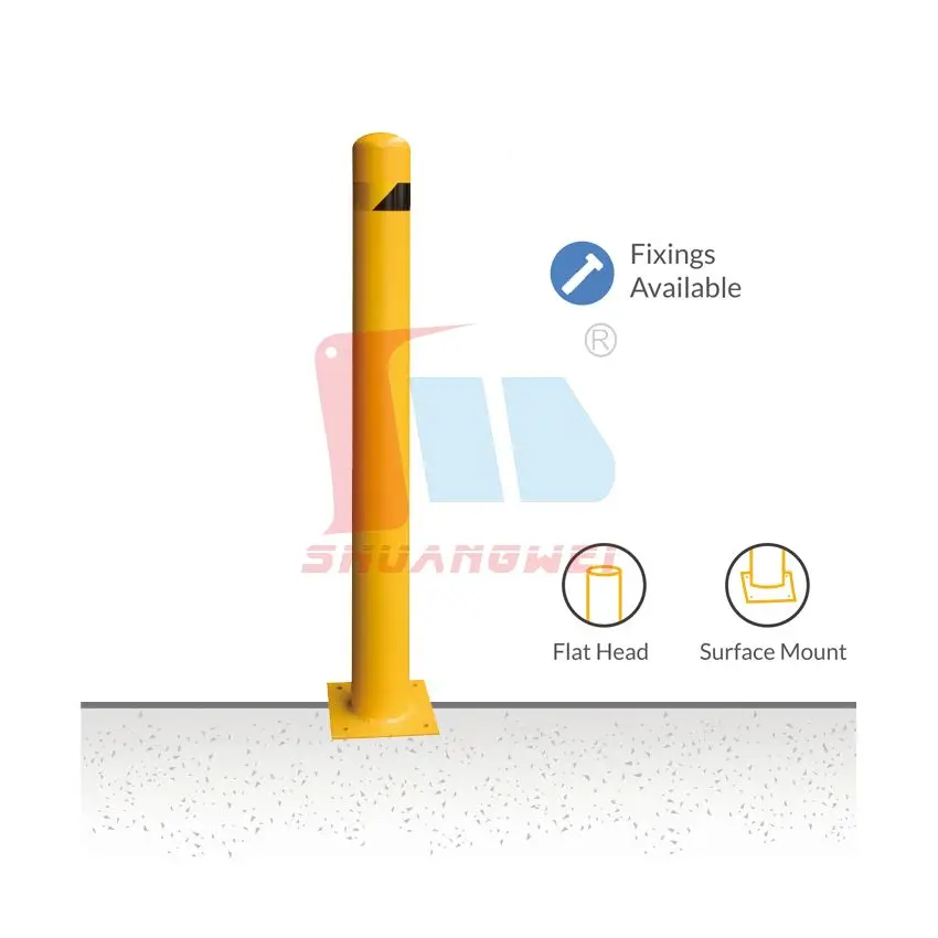 1044mm Steel Bollard Protection Parking Prevention Surface Mounted Yellow Immovable Breakaway Post Crash Protection Bollard