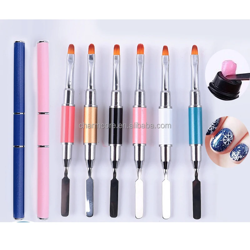 New Dual Ended Poly Nail Gel Brush Picker 2 IN 1 Design Nail Brush and Spatula l Gel for Nails Extension Gel Tool
