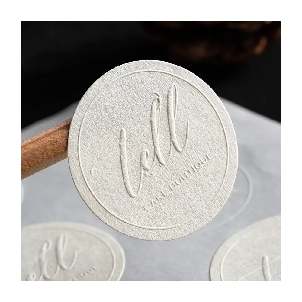 Custom The Special Texture Paper 3D Embossed Black Self Adhesive stickers Matte Packaging Labels
