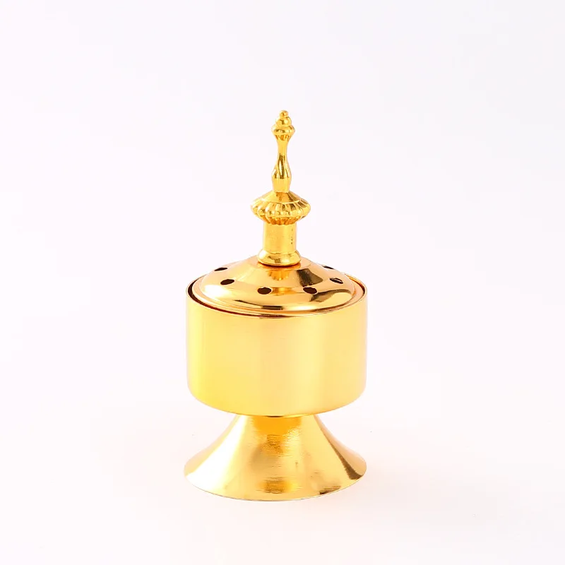 Factory Directly Sale Iron Gold Hollow Carving Candle Incense Burner Ramadan Bakhoor Gold Decoration