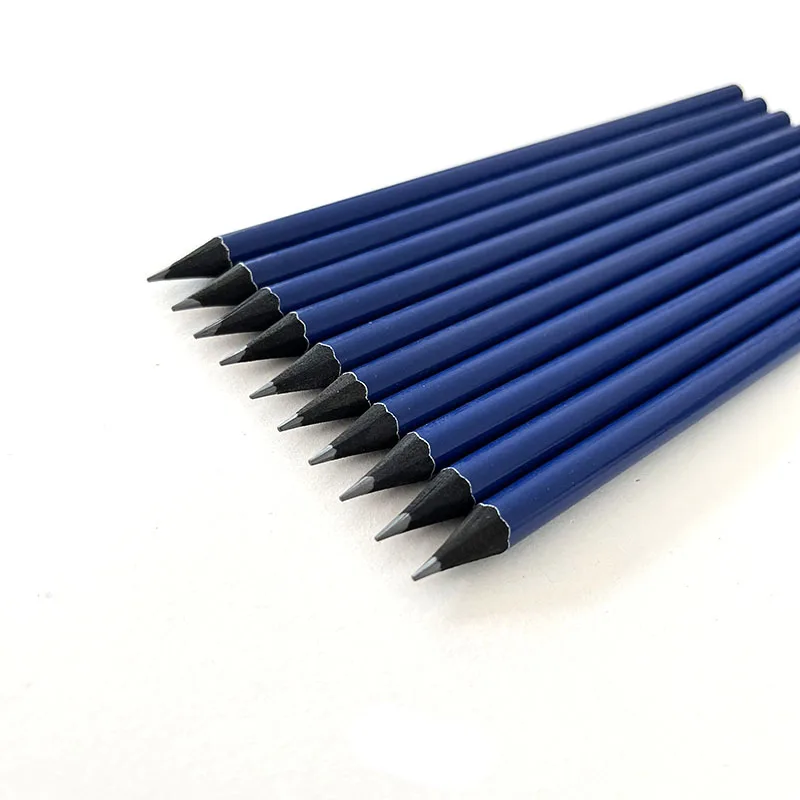 Factory Custom Wooden Pencils Bulk Round Dark Blue Standard Pencils With Dip End Pens And Pencils Stationery