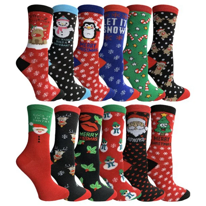 
Female Colors Christmas Socks Cotton Knit Xmas For Novelty Christmas 