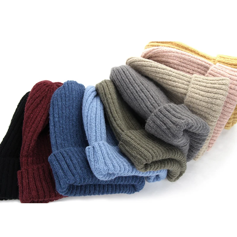 High Quality Merino Wool Cuffed Beanie Women Men Autumn Winter Keep Head Warm Winter Hat Soft Cashmere Knitted Beanies