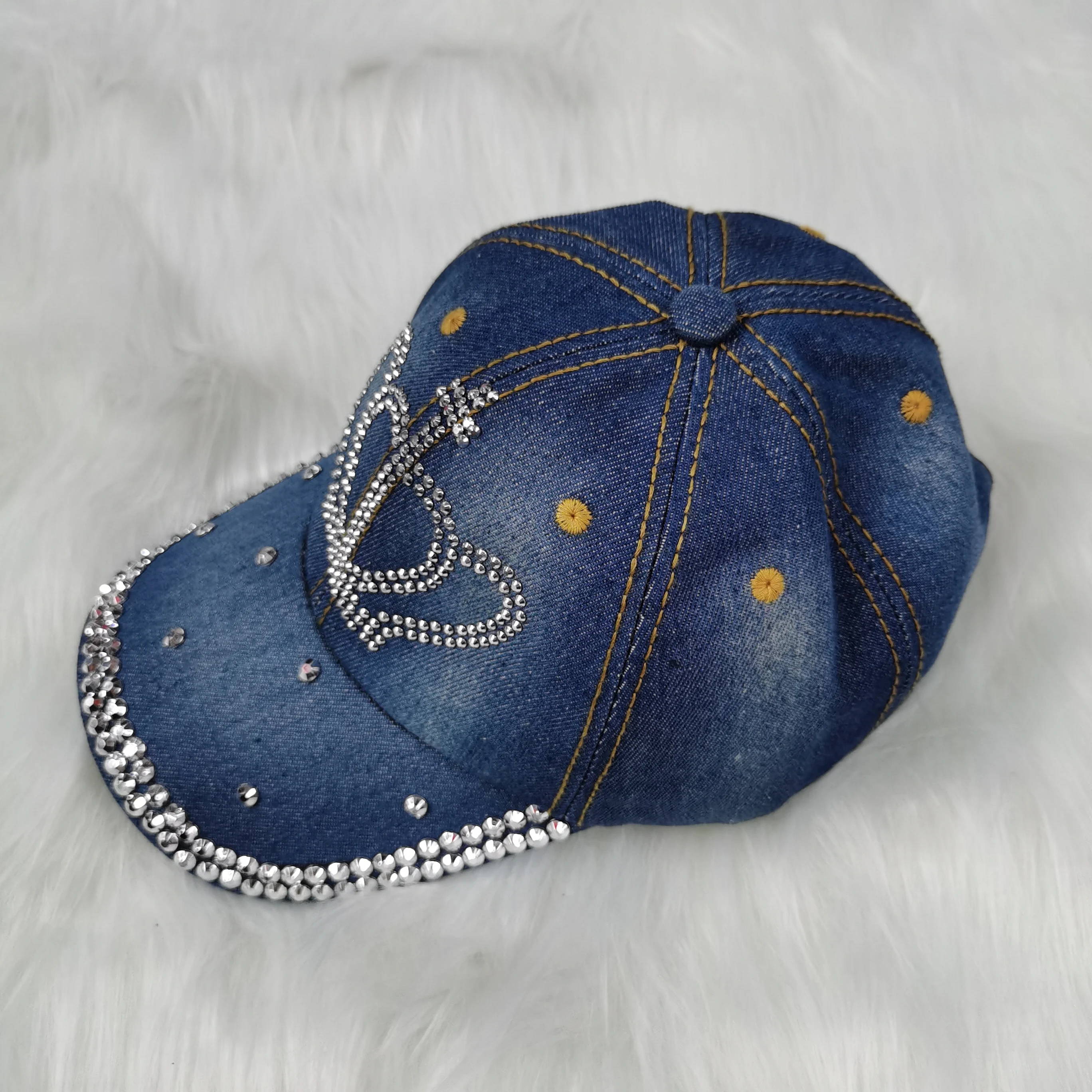Роскошная Ковбойская шапка N244CP со стразами блестящая корона регулируемая Потертая джинсовая кепка бейсбольная для баскетбола
