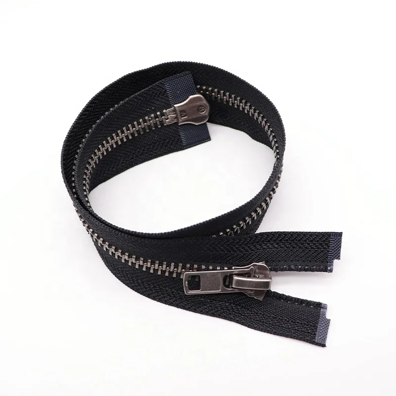 Металлическая молния #8, Высококачественная Темно-Черная никелевая зубья, двухсторонняя молния с открытым концом, двойная металлическая молния