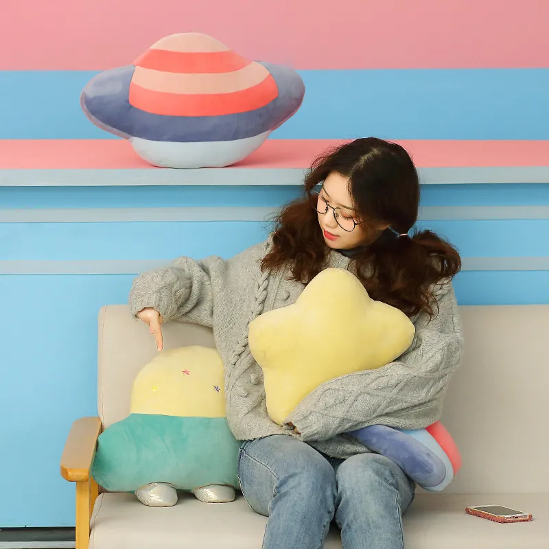 
Creative pillow rocket star earth airship plush toys baby home plush pillow children room window decoration 