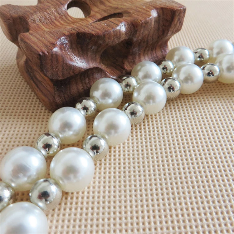 120CM DIY Round Imitation Pearl Bead Replacement Chain Strap,Creatiee Handbag Chains Accessories Purse Shoulder Cross Body Strap