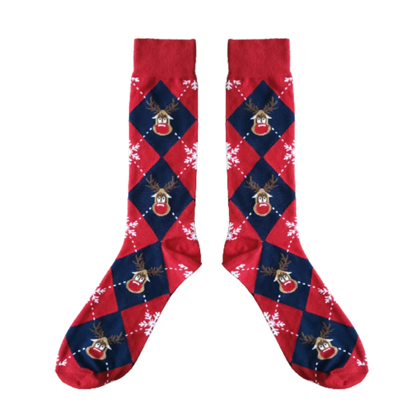 Wholesale christmas socks latest design of winter keep warm happy socks Christmas  stocking dog elk Gingerbread socks