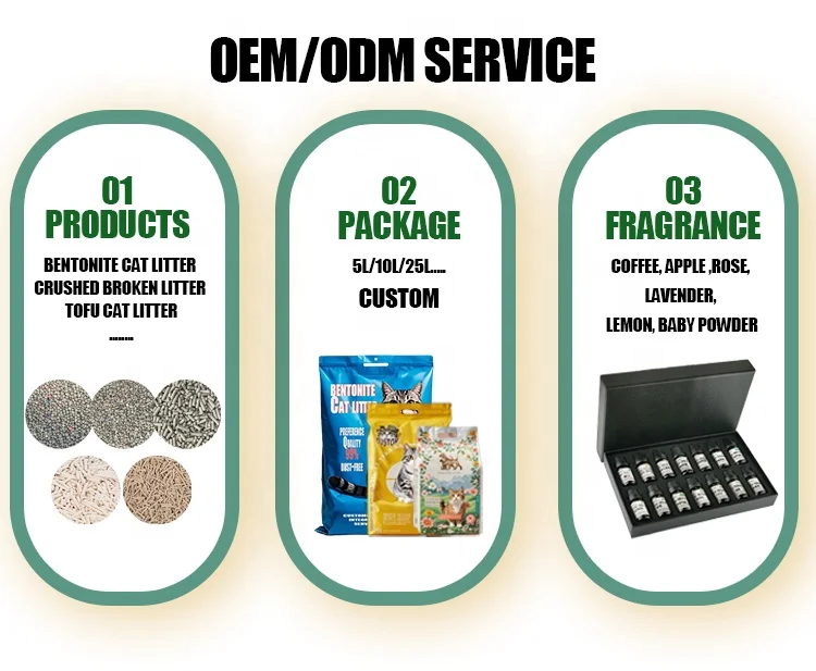 Dust Free Samples Natural OEM Easy Clean Pet Bentonite Cats Litter Sand for 20 kg Deodorizing Fast Clumping Cat