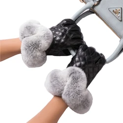 Custom  fashion ladies winter wear dressing touch screen genuine leather gloves