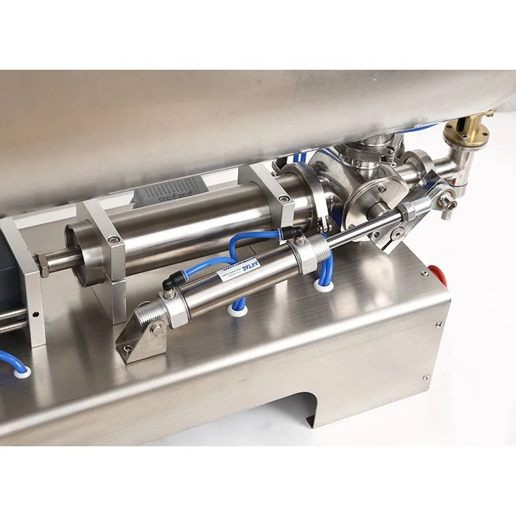 manufacturer pneumatic piston small bottle honey filling machine with U type heating mixer