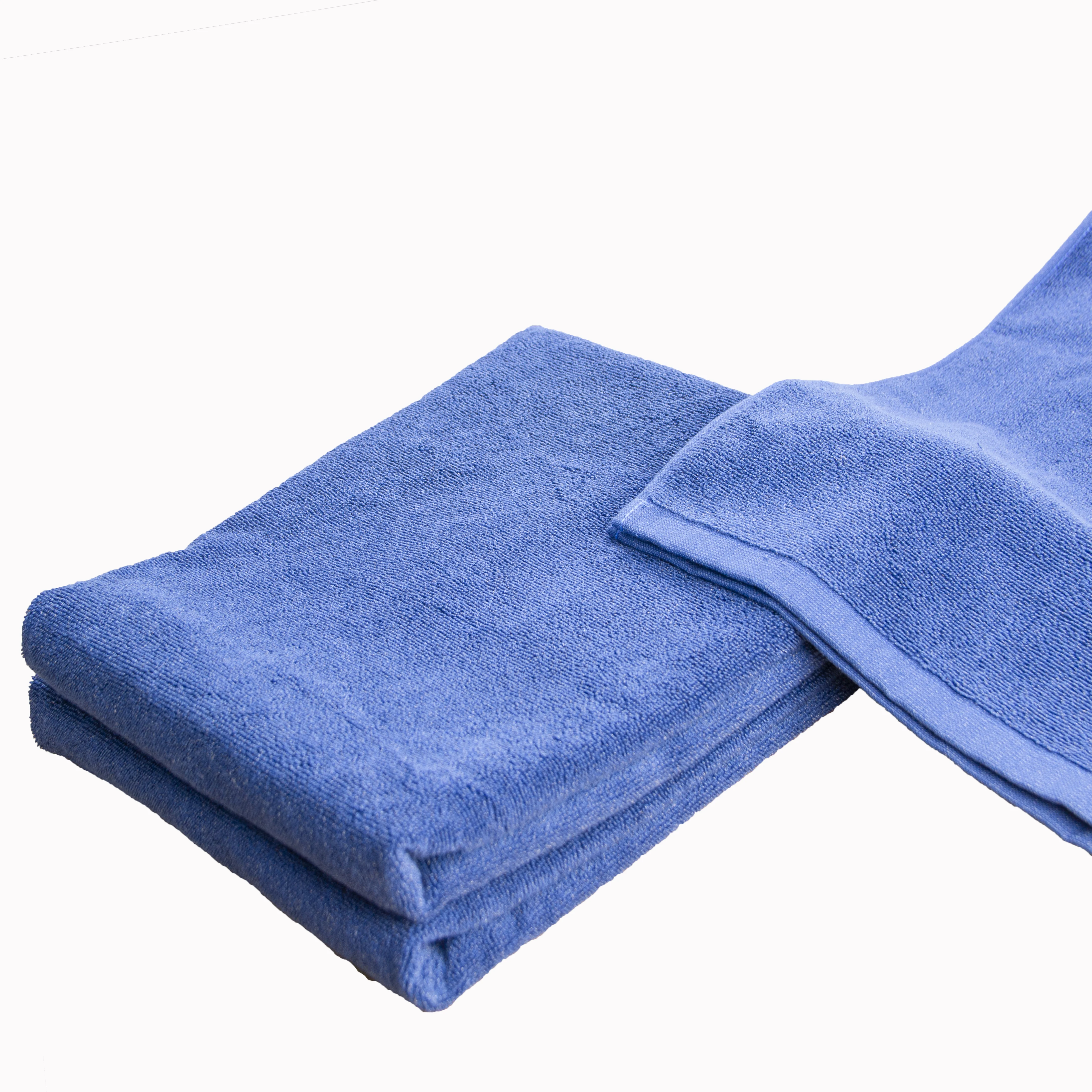 Silver titanium antimicrobial soft comfortable cotton terry knitted blue big bath towel with anti odor function