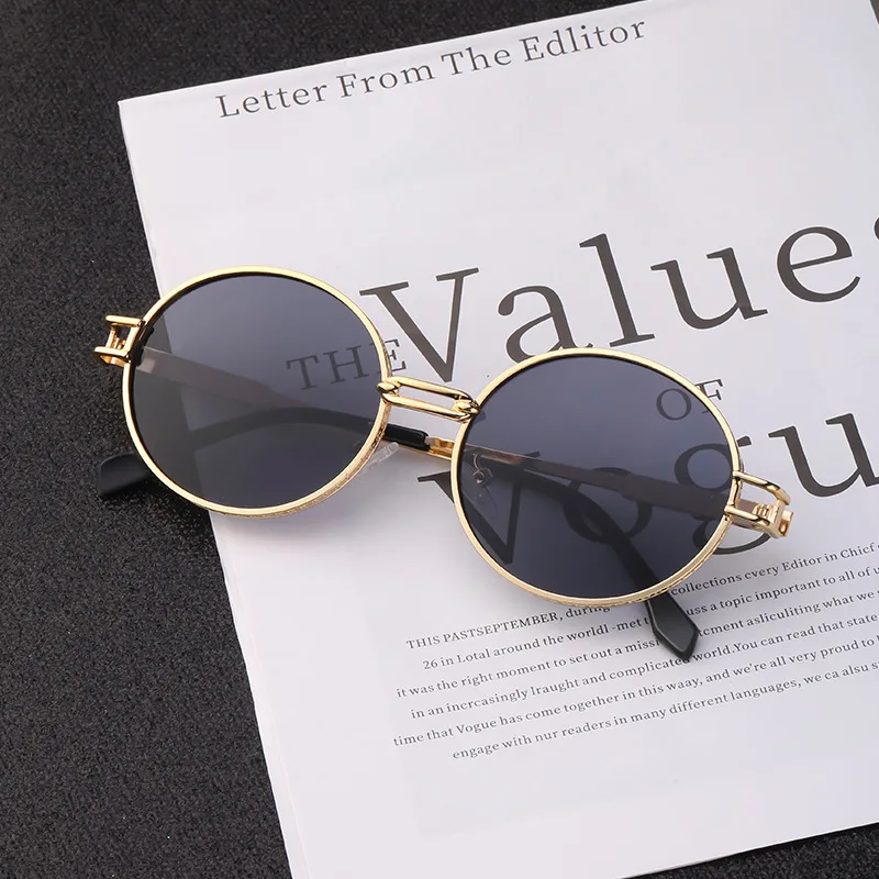 
2021 Новая мода крутой уличный стиль Паровозик Мужские Круглые ретро стимпанк Солнцезащитные очки 