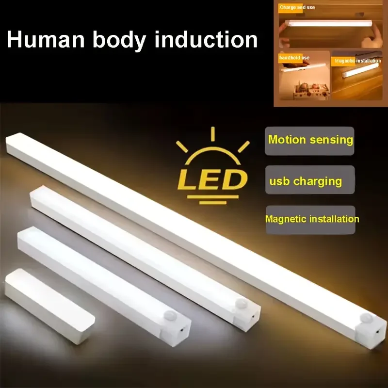 LED Motion Sensor Cabinet Light Under Counter Closet Lighting Wireless USB Rechargeable Kitchen Night Lights