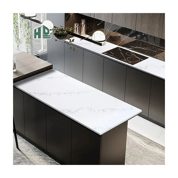 China factory solid surface bathroom countertops fantasy Calacatta grey vein artificial quartz kitchen countertop