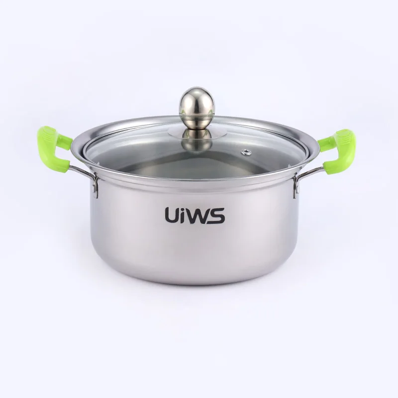 10Pcs stainless steel cookware set green handle cooking pot set kitchen pot and pan set