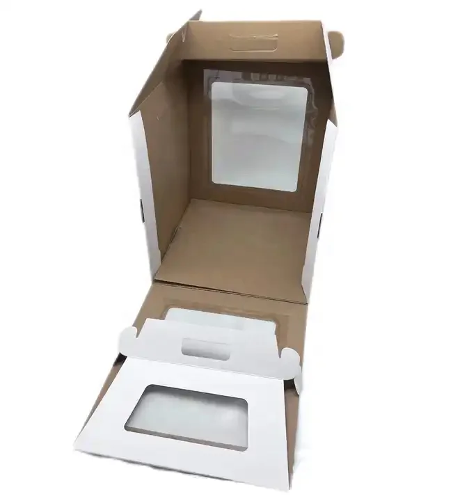 Custom printed kraft paper packaging boxes tall cake box with cake board