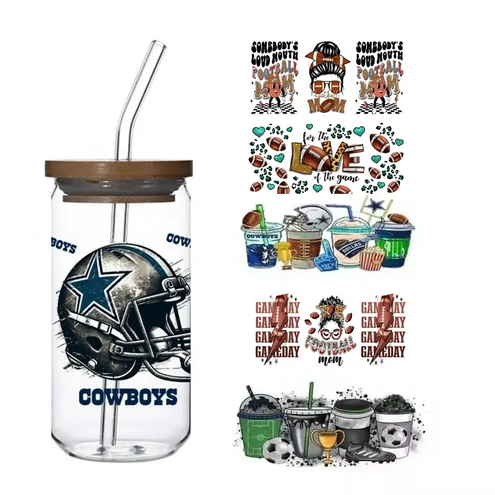 Wholesale Football NFL Team  DTF UV Wraps Ready To ship Dallas Cowboy UV DTF Cup Wraps Sport UV DTF Wraps For Cups