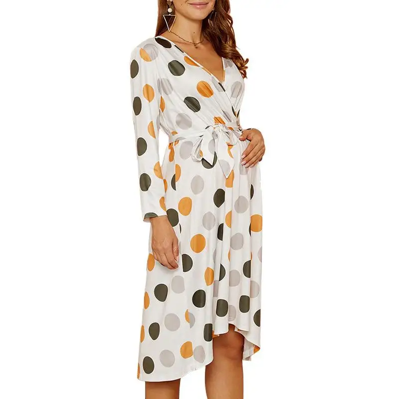 
Soft 95%bamboo 5%spndex Maternity Polka Dot Breast Feeding Dress 
