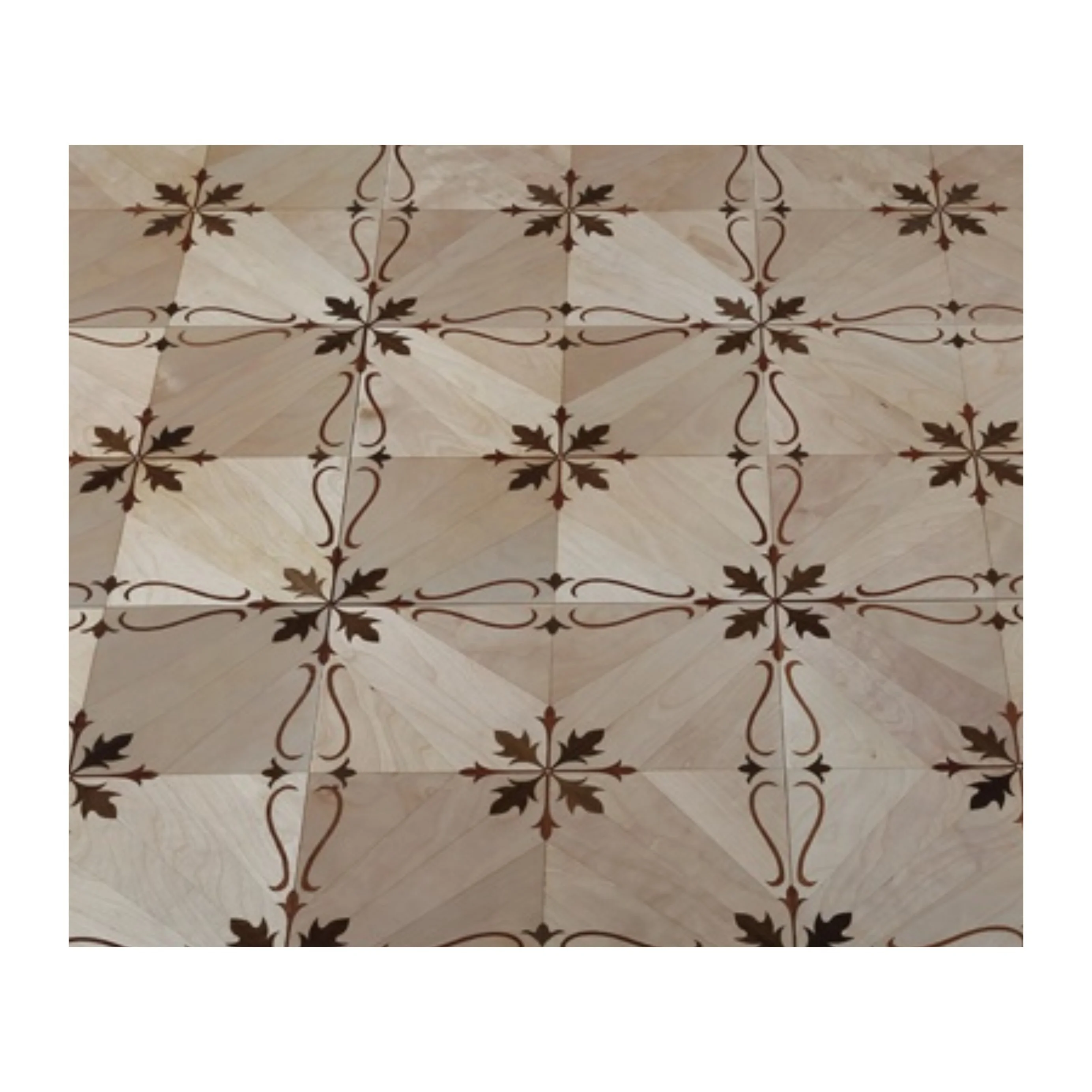 Brown Smooth Engineered Maple Wood Inlay Art Parquet Floors