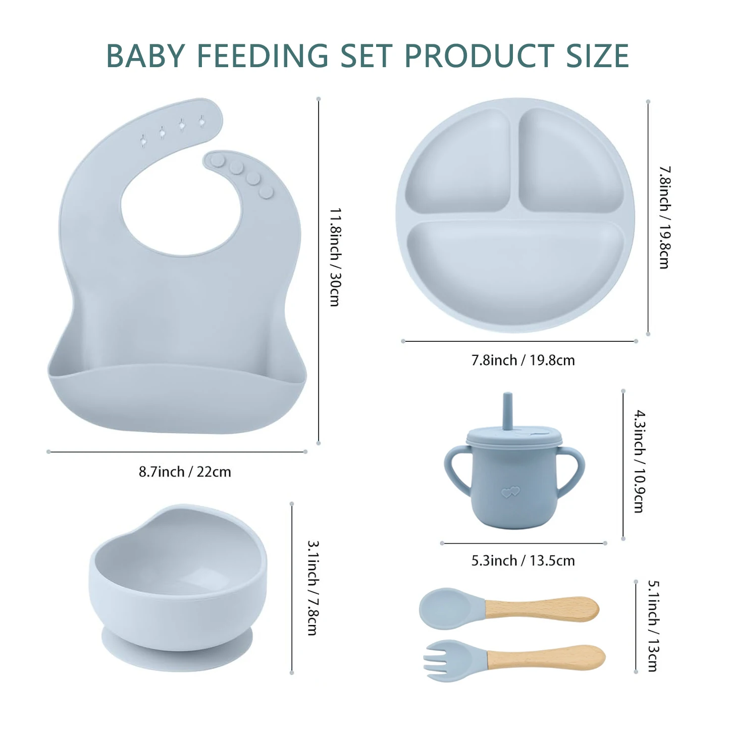 Eco-friendly Bpa Free Non-spill Kids Silicone Suction Bowl Plate Bib Cutlery Silicone Bib Bowl Spoon Baby Feeding Set