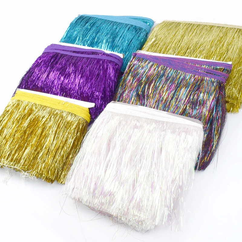 Meetee TF900 15cm Clothing Decorative Accessories Gold Silk Fringe Garment Sequins Polyester Dance Costumes Dress Fringed Lace