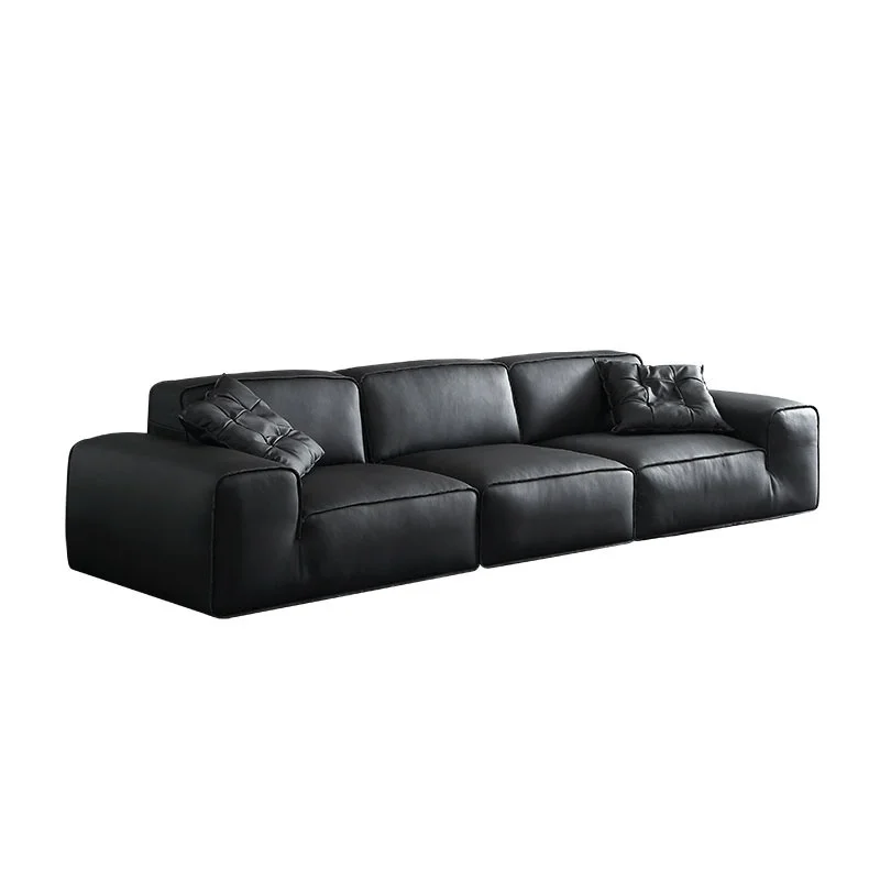 Italian modern simple leather modular sofa High quality luxury living room sofa velvet straight sofa