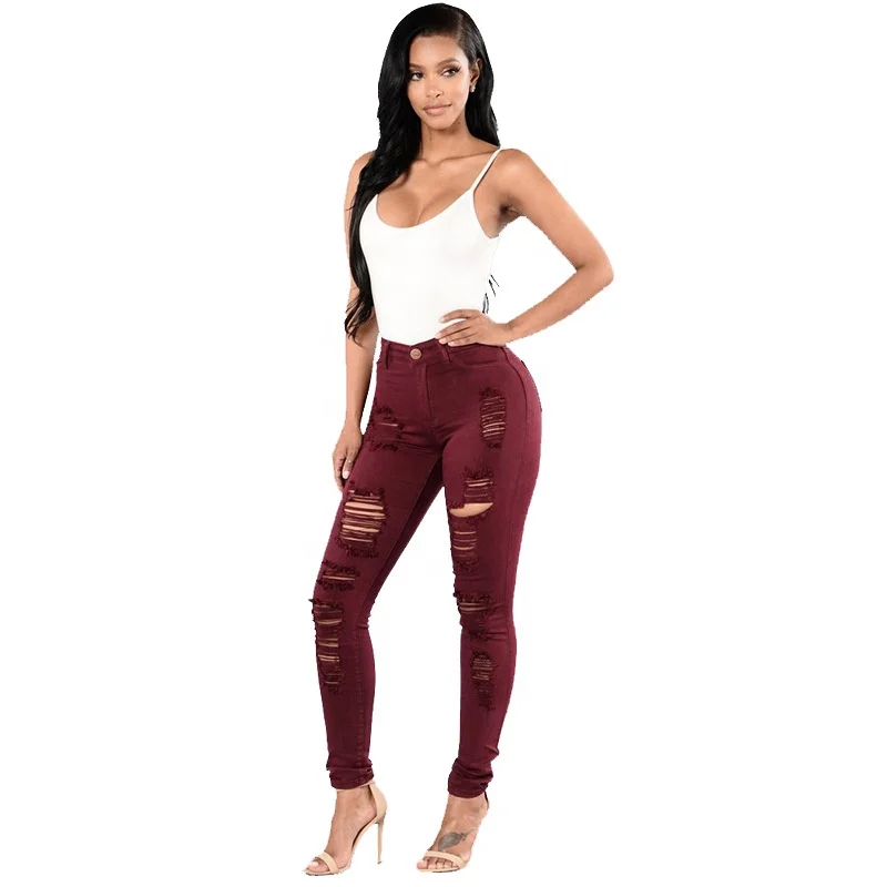Europe And America New Multi Color High Waisted Skinny Denim Stretch Jeans Women