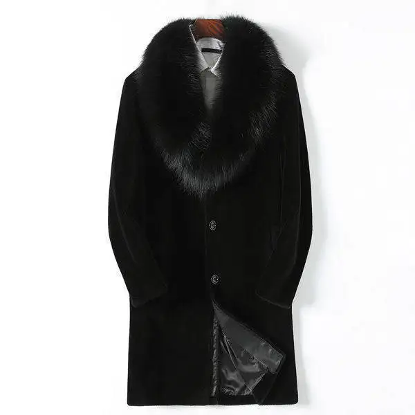Wholesale Luxury Men Long Sleeve Mid-length Imitation Leather Mink Winter Mens Faux Fur Coat