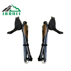 2021 hot sale aluminum alloy cork handle 5 sections trekking pole  ultralight foldable telescopic hiking trial  running pole