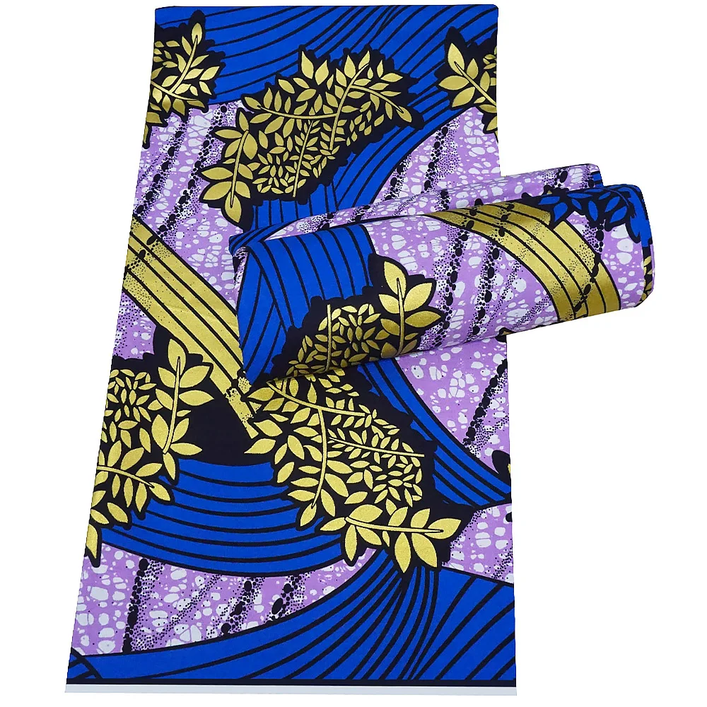High Quality Fashion Desgin Golden Real Wax Print 100% Cotton ankara African Wax Exclusive pagne africain women dress lonicloth