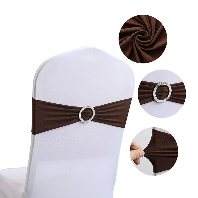 Free stretch sequin chair sashes flower wedding banquet chair sashes diamond buckle decorative bow chair sashes