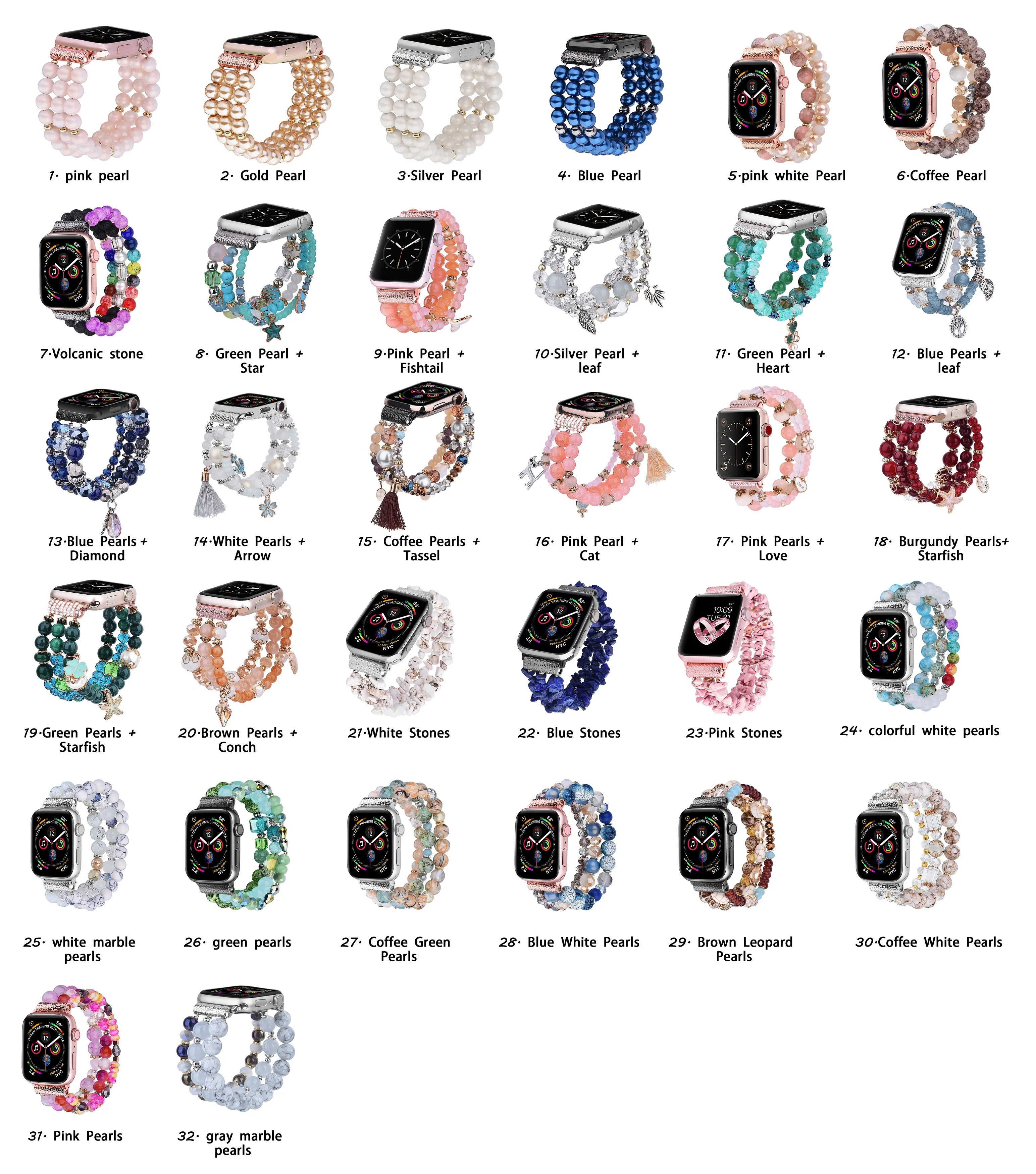 Женский модный очаровательный ремешок для Apple Watch эластичный роскошный сменный с кристаллами и жемчугом iWatch Series 6 5 4 3 SE 40