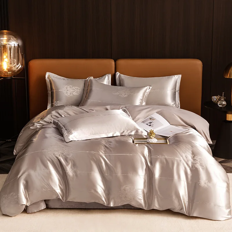 Factory Direct Supply European Style Tribute Silk Four-Piece Jacquard Beddings Bedding Four-Piece Set Wholesale