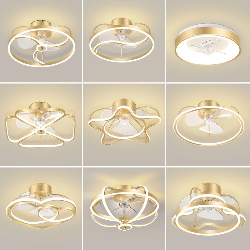 Home Decorative Ceiling Fan Light Led Wind Speed Four Blades Remote Control Metal Golden Black Ceiling Fan With Light