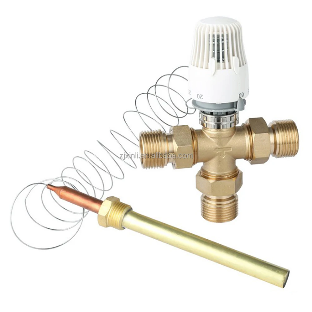X13860 Brass Material External Temperature Sensing Three Way Temperature Control Thermostatic Radiator Valve