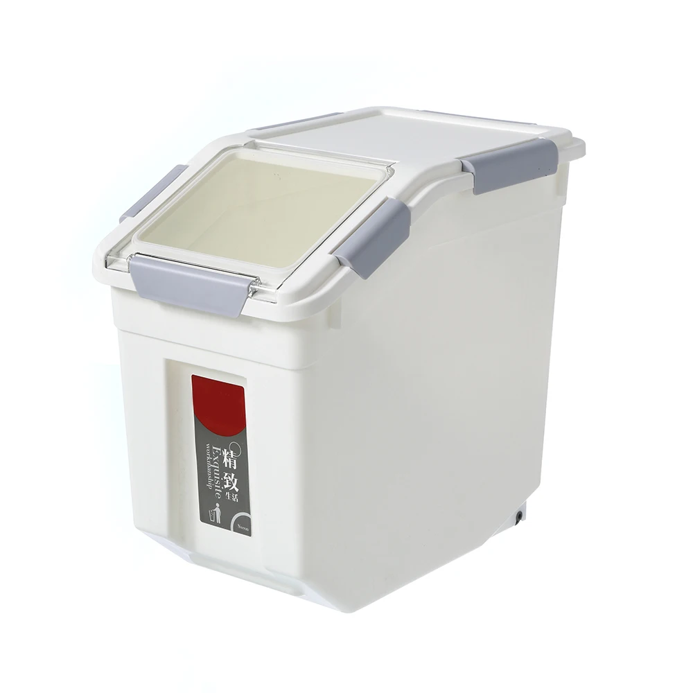 Large Airtight Plastic Table Dry Kitchen Food Cereal Rice Bucket Dispenser Storage Container Box 15kg