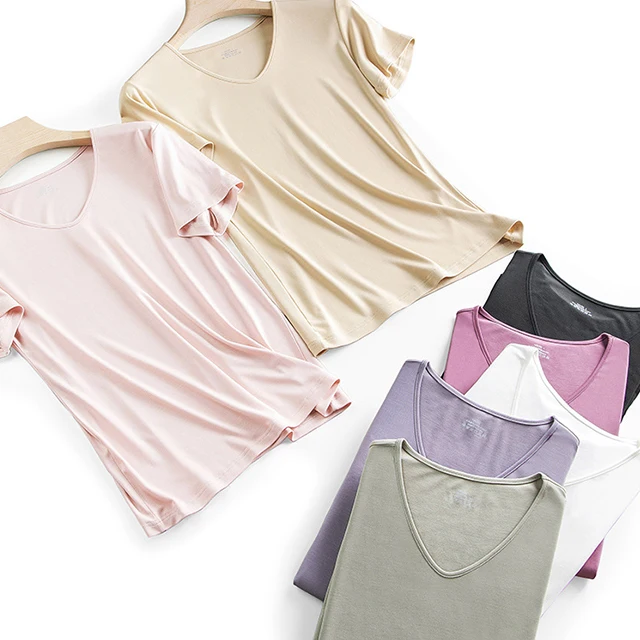 blank heavy weight V-neck ladies bamboo t shirt