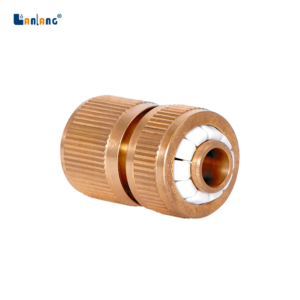 Lanlang 1/2 Male Straight Ball Valve Plumbing Brass Fitting HEX Nipple brass fittings 1/2 Female garden hose quick connector