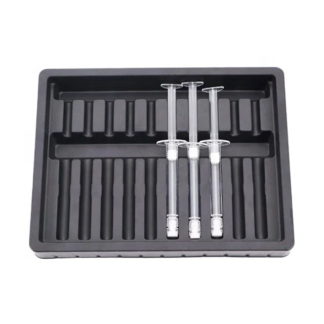 Customized Ecofriendly  Disposable Medical Materials PS Black Glass Syringe Ampoule Tray 1ml Packaging Medical Blist