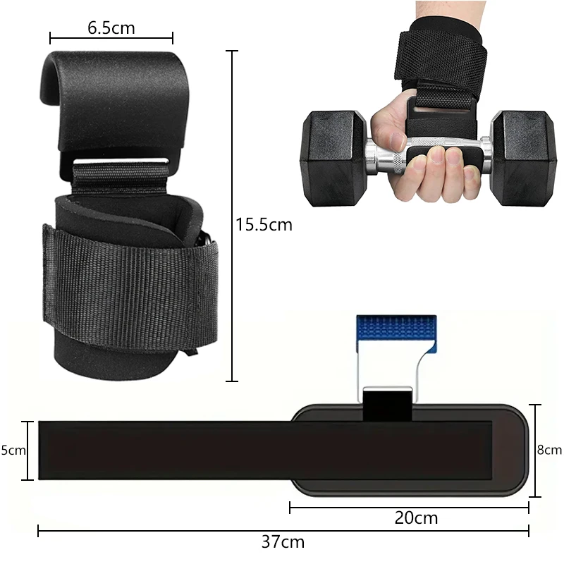 Manufacturer Weight Lifting Pull Up Hooks with Thick Neoprene Wrist Straps Gym Workout Lifting Hooks