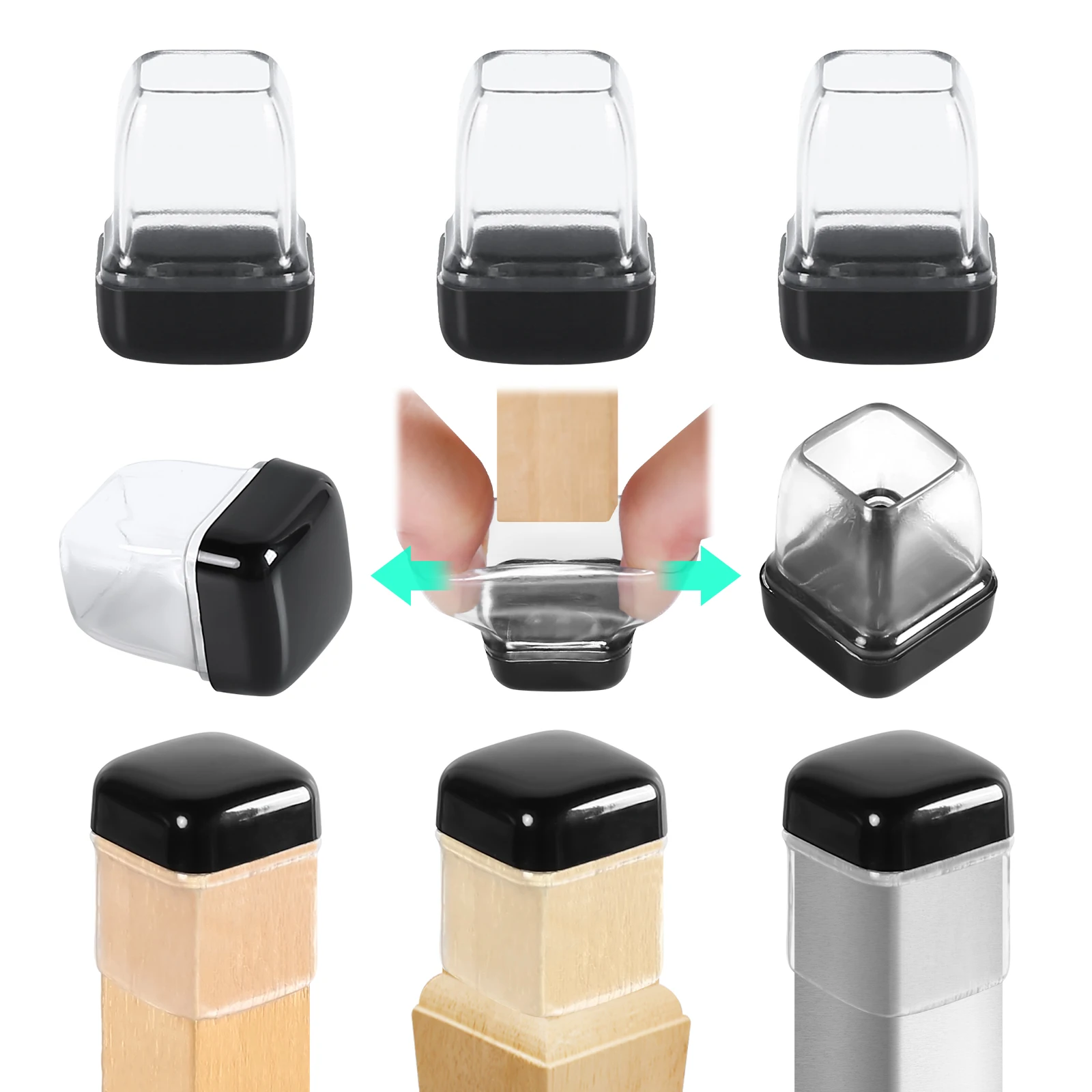 New Design Durable Anti-Scratch Thickened Silicone Chair Feet Covers Chair Foot Protector Metal Caps for Furniture Legs
