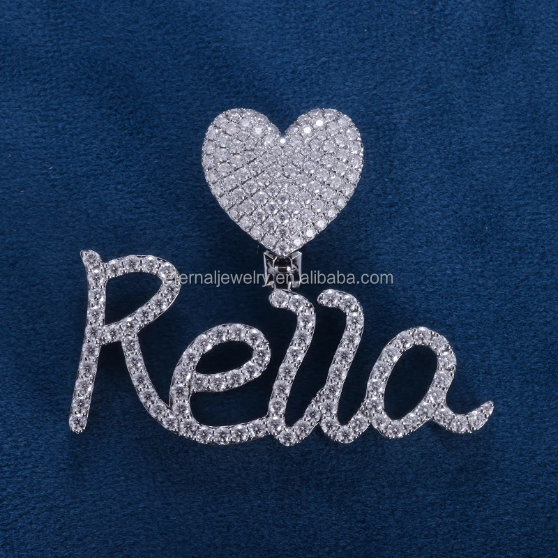 Customized S925 Silver 10K 14K 18K Solid Gold Charms D VVS Moissanite Diamond Letter Name Logo Pendant