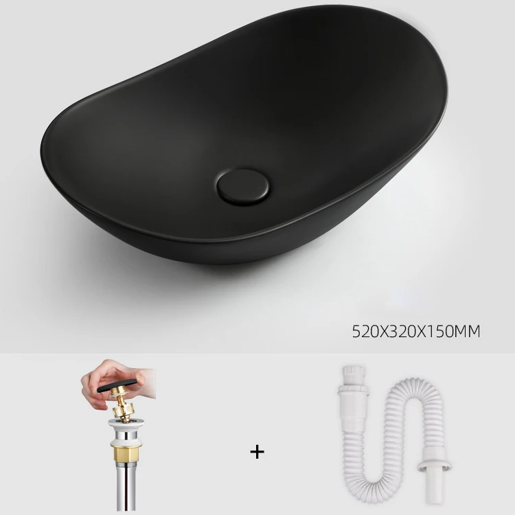 Customize Black Bathroom Sink Complete Set Oval Sanitar Ware Bathroom Round Ceramic Sink Wash