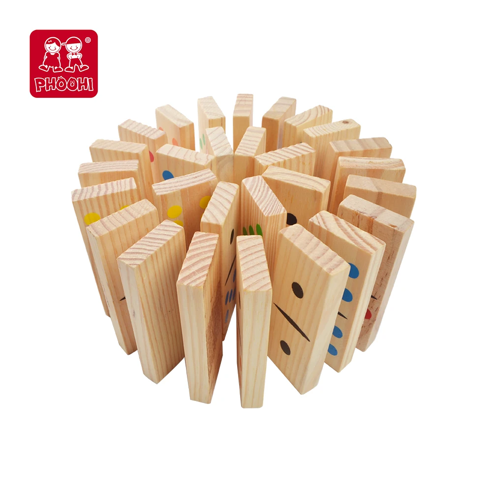 Preschool educational children play number counting toy wooden domino for kids