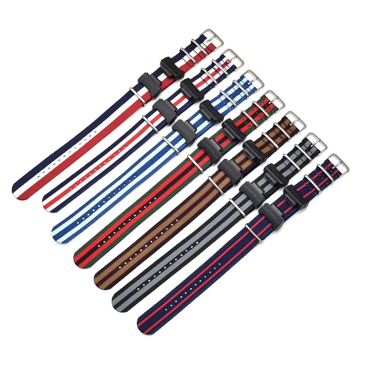 22mm  Woven Nylon Watch Bands For Casio Wristwatch Strap