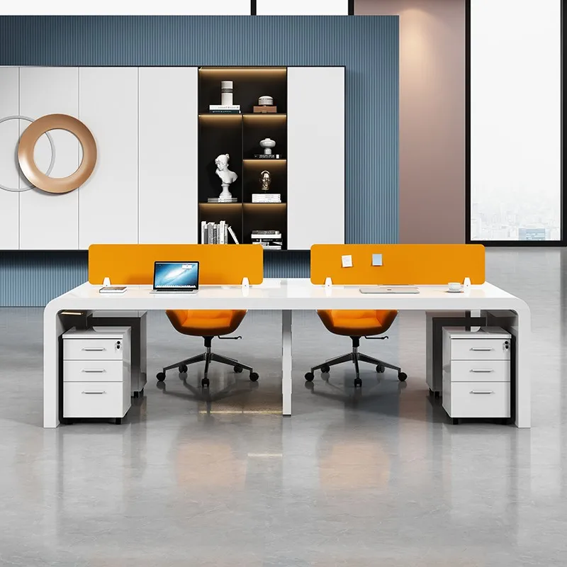 Глянцевая оранжево-белая рабочая станция LANRAN, перегородка для офисной рабочей станции