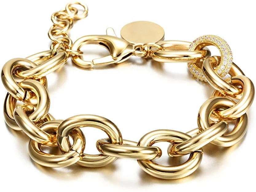 fashion cuban stainless steel gold plated bracelet personalized bracelet