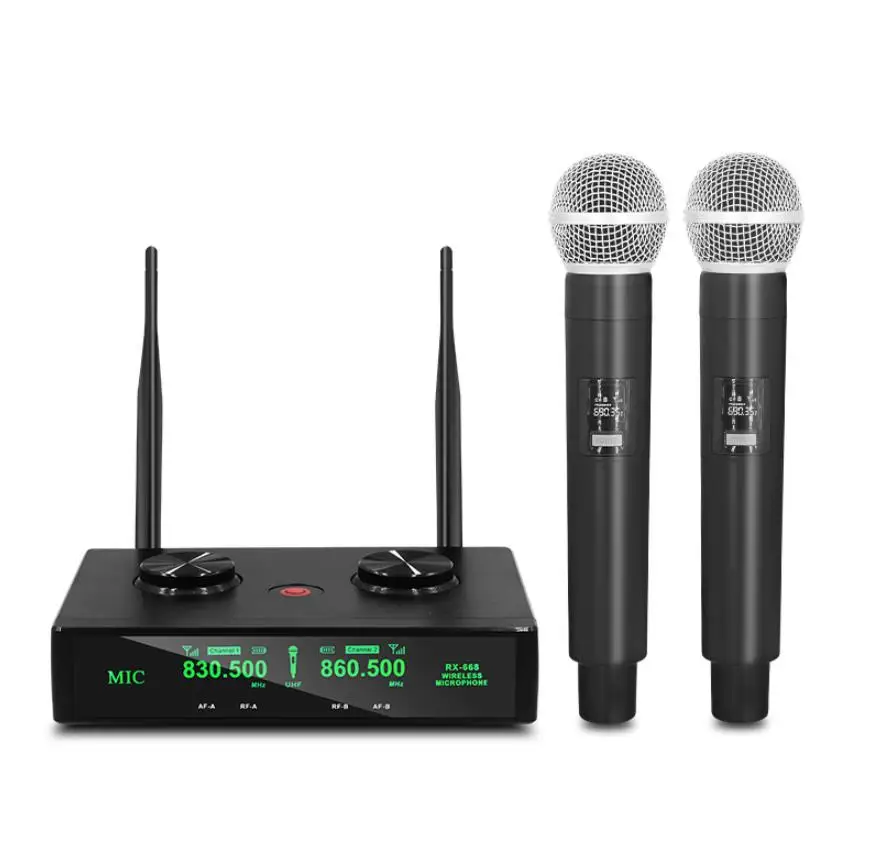 GPUB RX-668 Бестселлер KTV VHF сценическая караоке Беспроводная 2-канальная Беспроводная микрофонная система для ktv